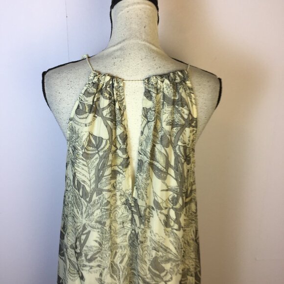 World Market Maxi Halter Dress S/M Womans Beige Metallic Crepe Tie Shoulder Boho - Picture 14 of 14
